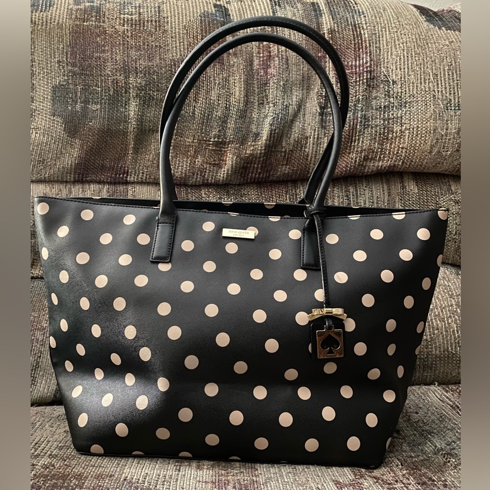 Kate Spade Black and Nude Polka Dot Tote.